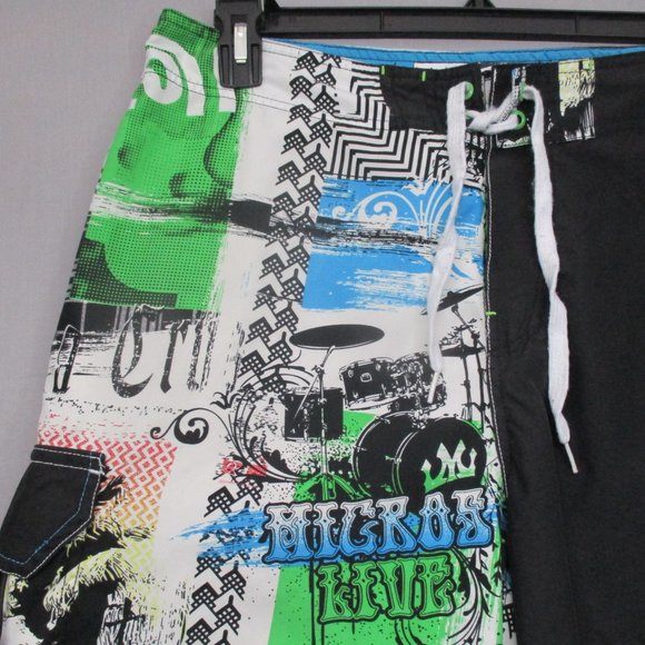 Micros Swim Trunks Two Face Multi color pattern Design Black Men Size | 33 - Picture 4 of 7